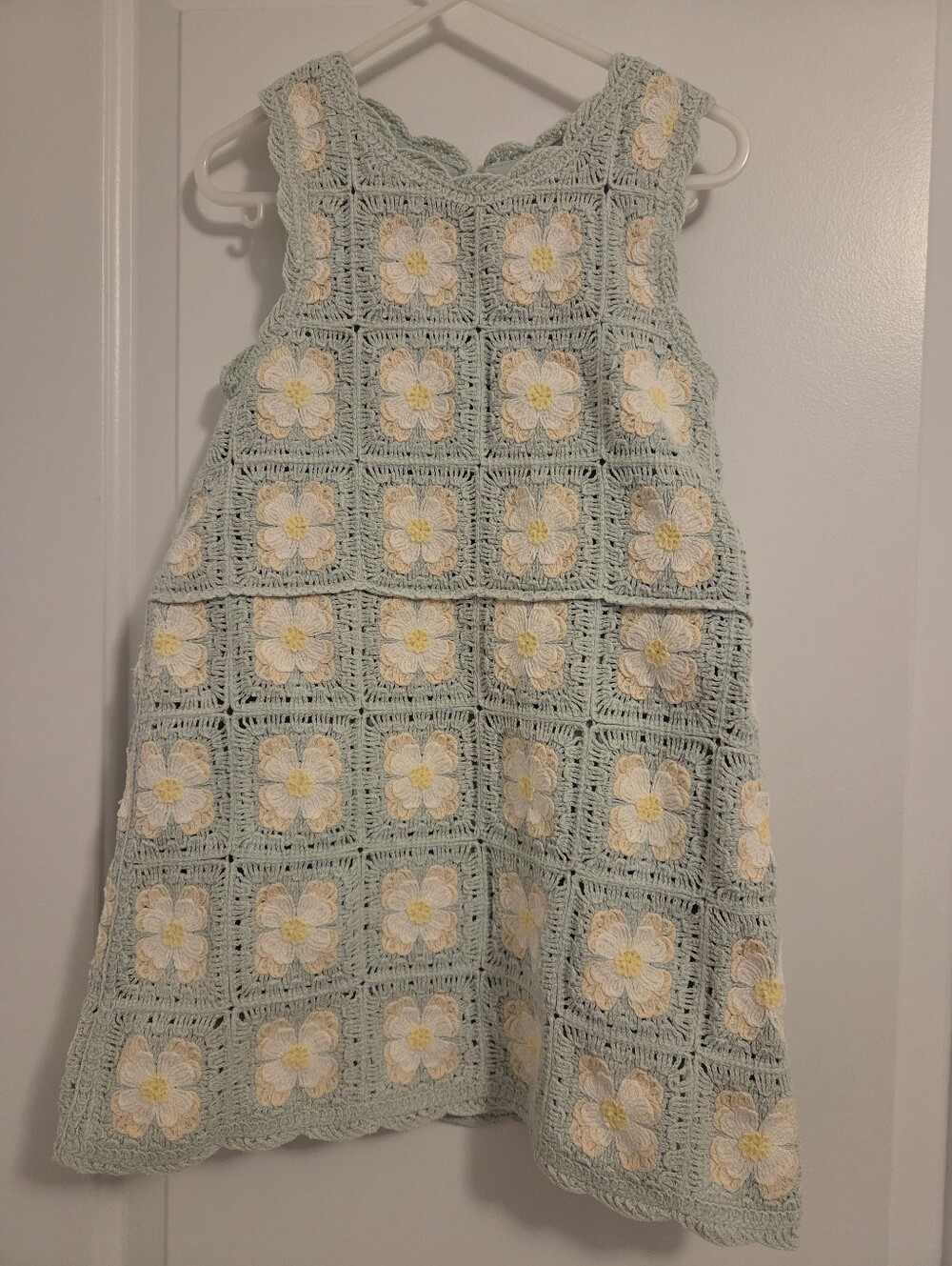 Mint Crochet Floral Kids Dress - 4T